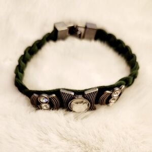 Lia Sophia "Confidant" Green colour faux leather with cut crystal bracelet